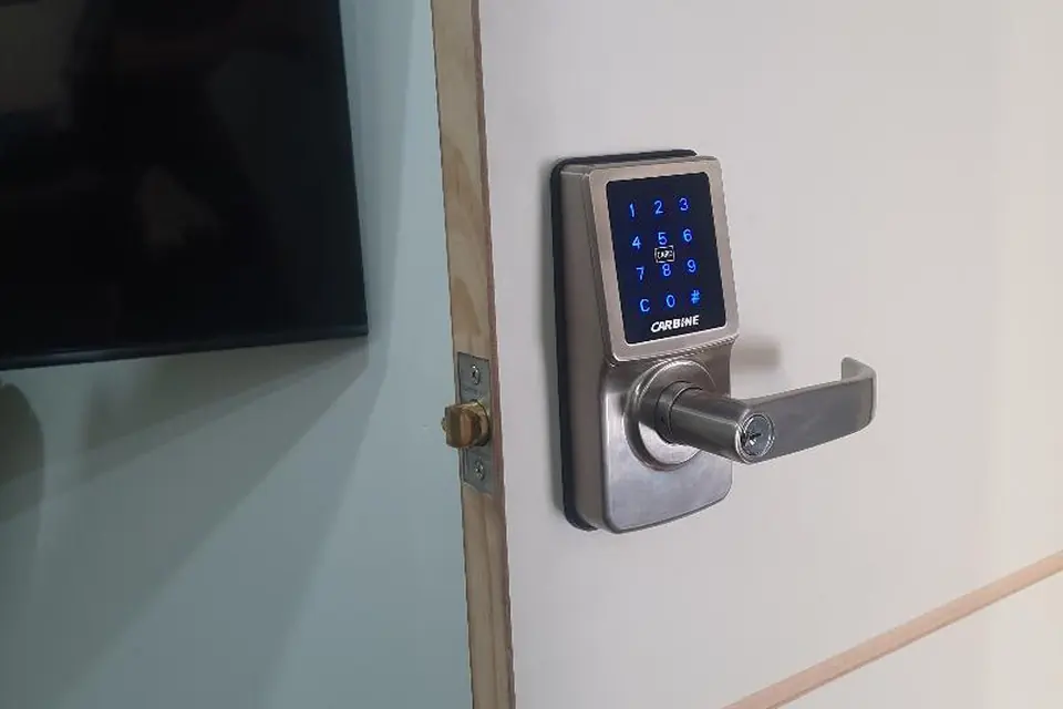 Carbine touchscreen digital keypad lever lock installed on an internal door in Perth