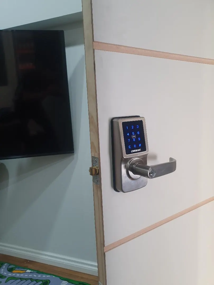 Carbine touchscreen digital keypad lever lock installed on an internal door in Perth